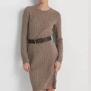 Ralph Lauren Black Label Cable-Knit Tan Dress Size Small